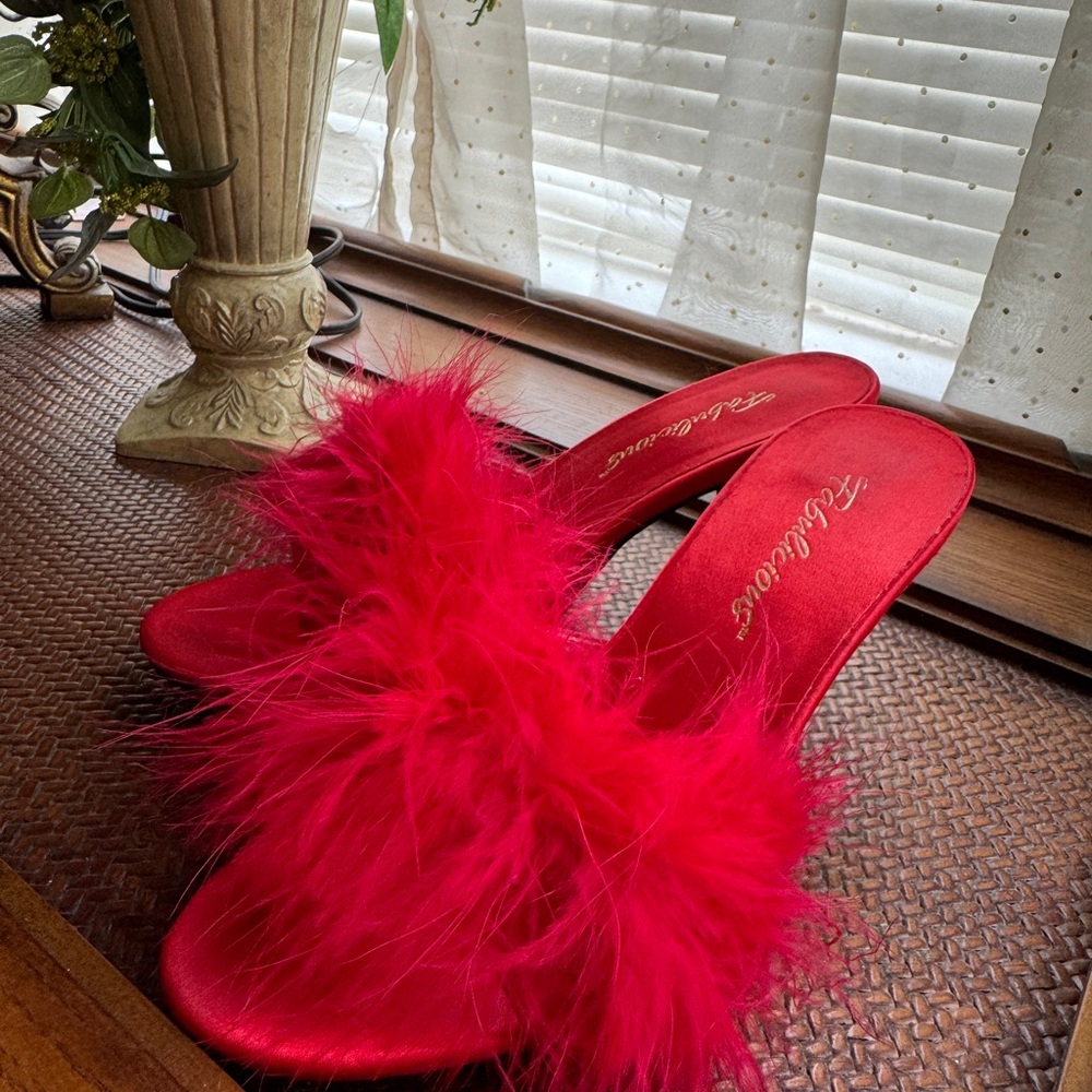 Red Feather Mule Sandals